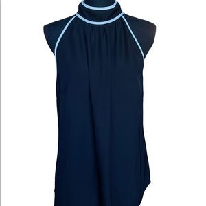 SALE THRU 8/14-  Calvin Klein Sleeveless Black and White Halter Blouse